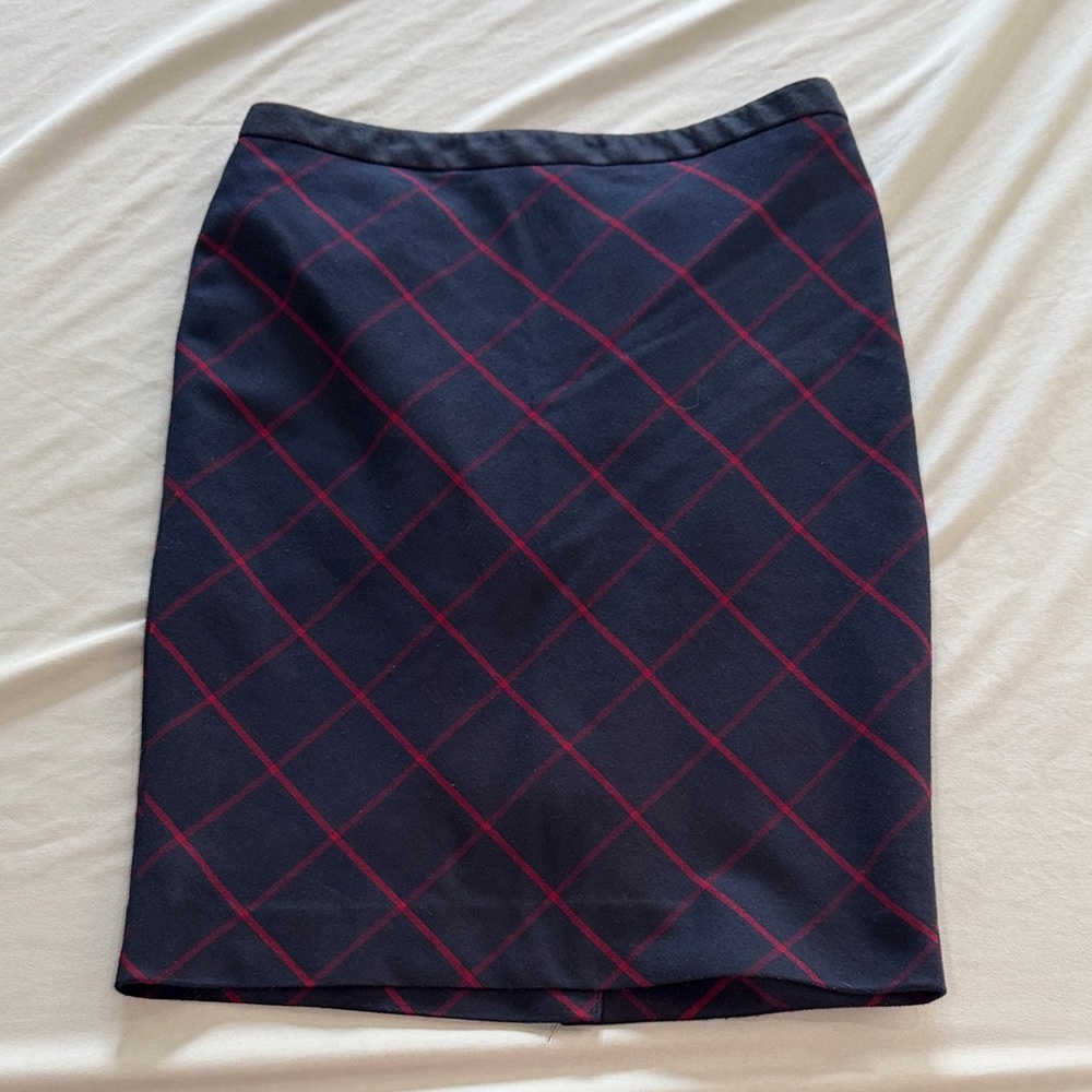 The Limited Navy Pencil Skirt with Pink Windowpane